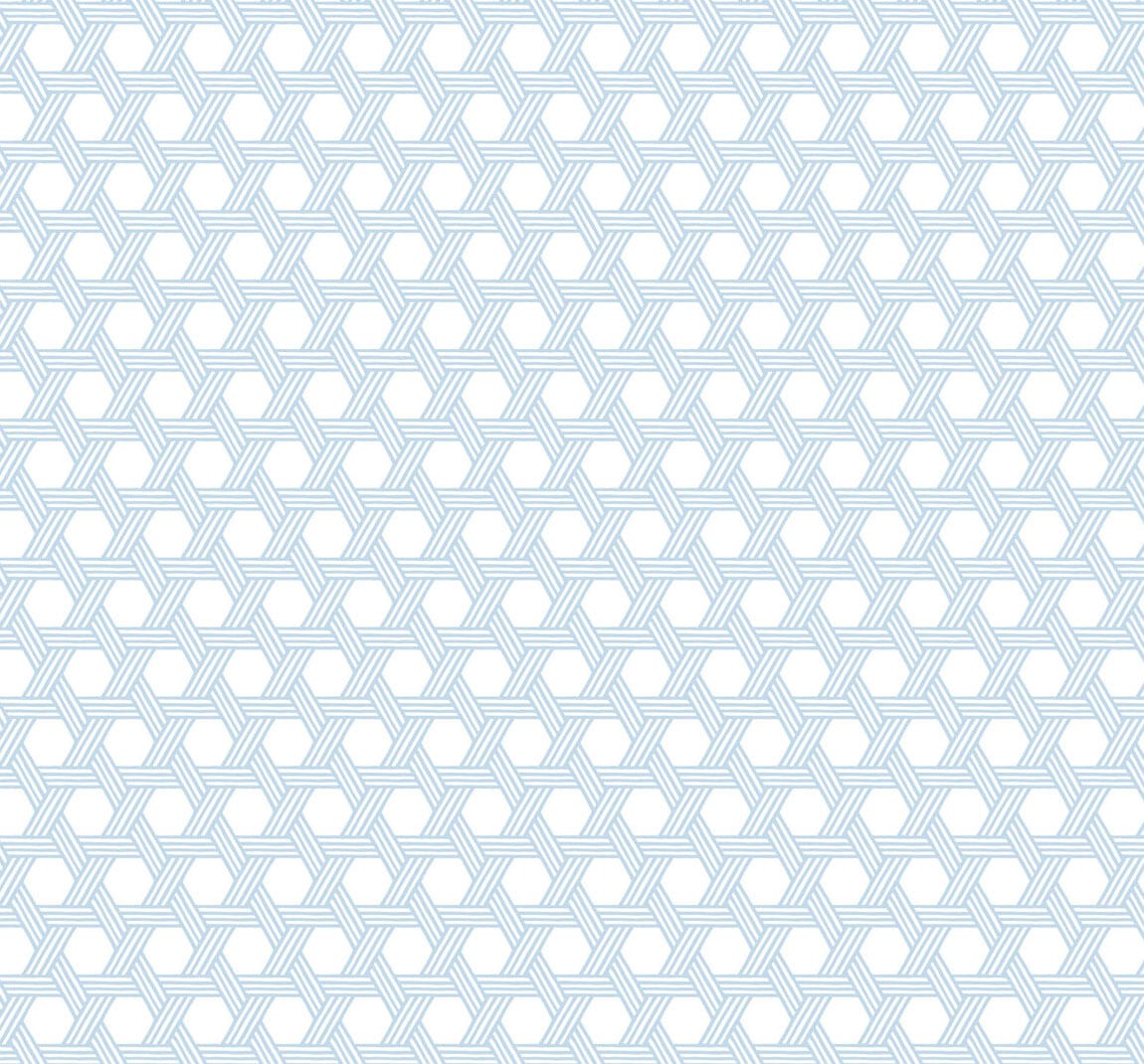 Cabana Wicker wallpaper in Carolina Blue and Eggshell with a geometric wicker-weave pattern