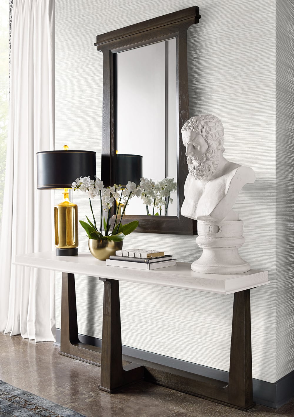 Osprey Eggshell and Silver by Luxe Retreat Faux Grasscloth Wallpaper – Lillian August LN10300