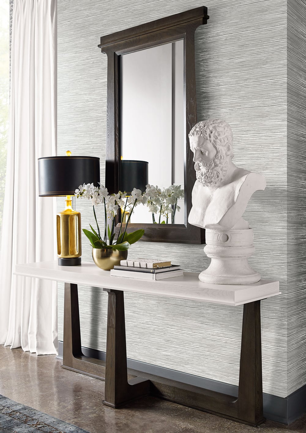 Osprey Cove Gray and Silver by Luxe Retreat Faux Grasscloth Wallpaper – Lillian August LN10308