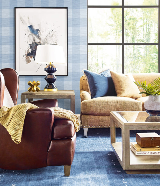 Rugby Gingham Carolina Blue by Luxe Retreat Gingham Wallpaper – Lillian August LN10812