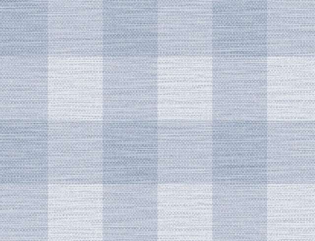 Rugby Gingham wallpaper in Carolina Blue with a matte finish and classic check pattern.