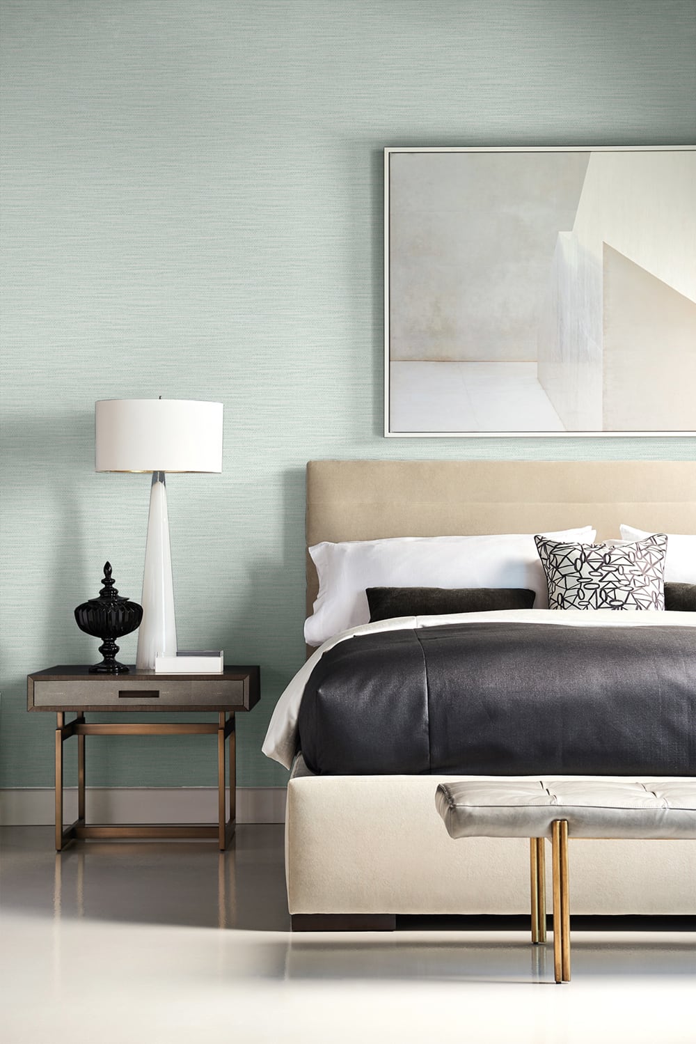 Faux Linen Weave Sea Glass by Lillian August Faux Linen Texture Wallpaper – Lillian August LN10904