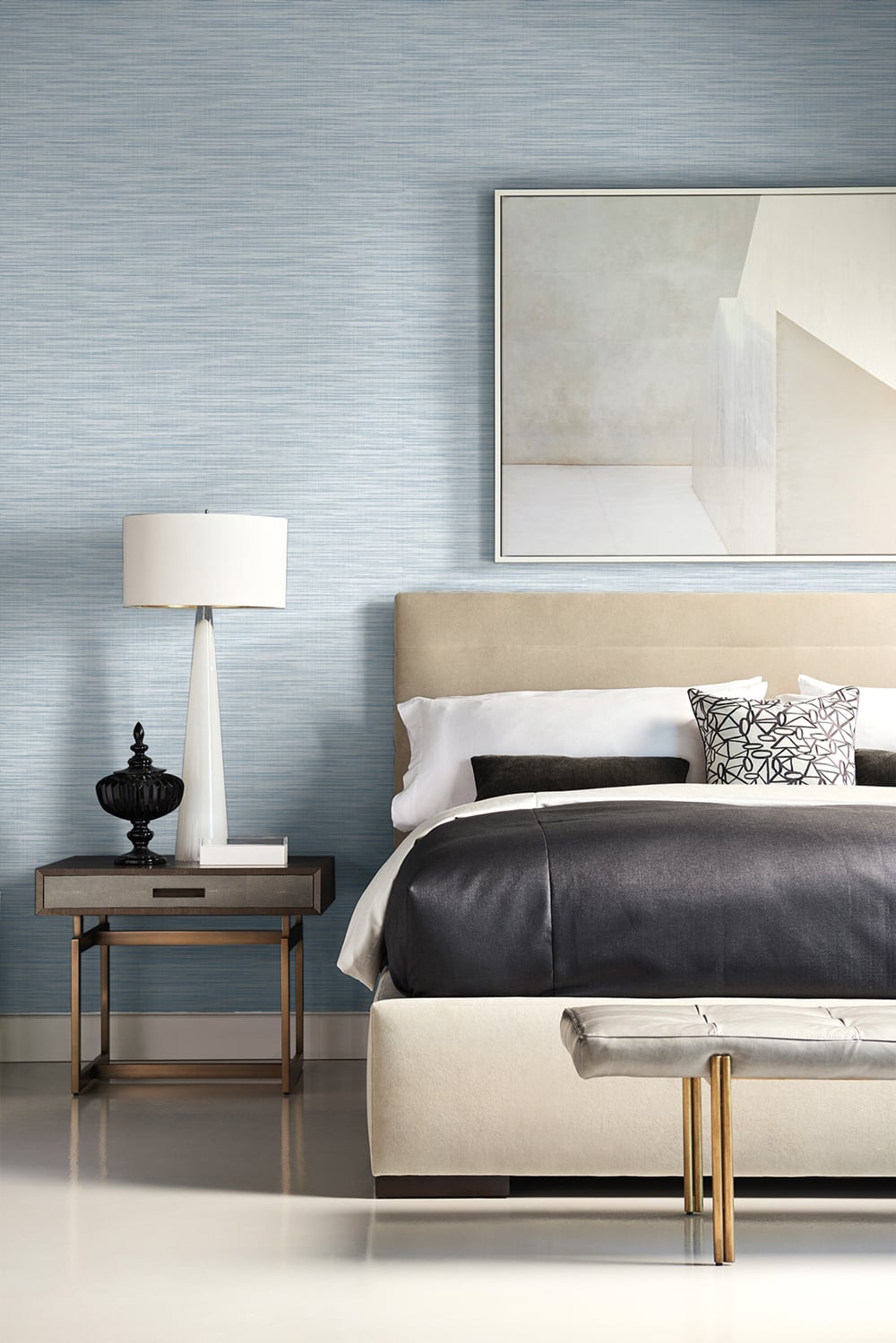 Reef Stringcloth Blue Frost by Luxe Retreat Textured Grasscloth Wallpaper – Lillian August LN11312