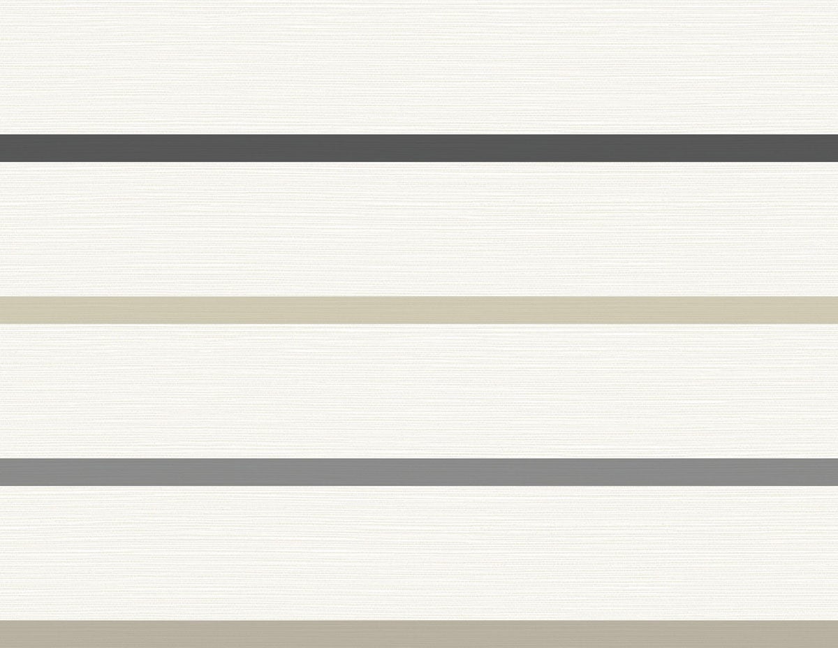 Crew Stripe wallpaper in ivory with wrought iron and sand dollar horizontal stripes