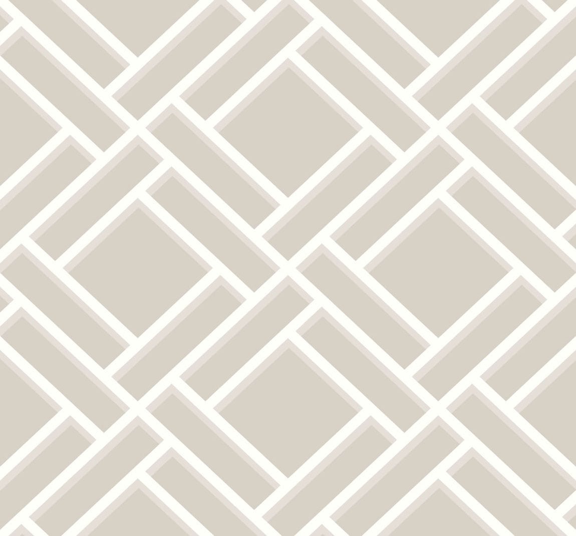 Block Trellis geometric trellis wallpaper in Cove Gray and Fog