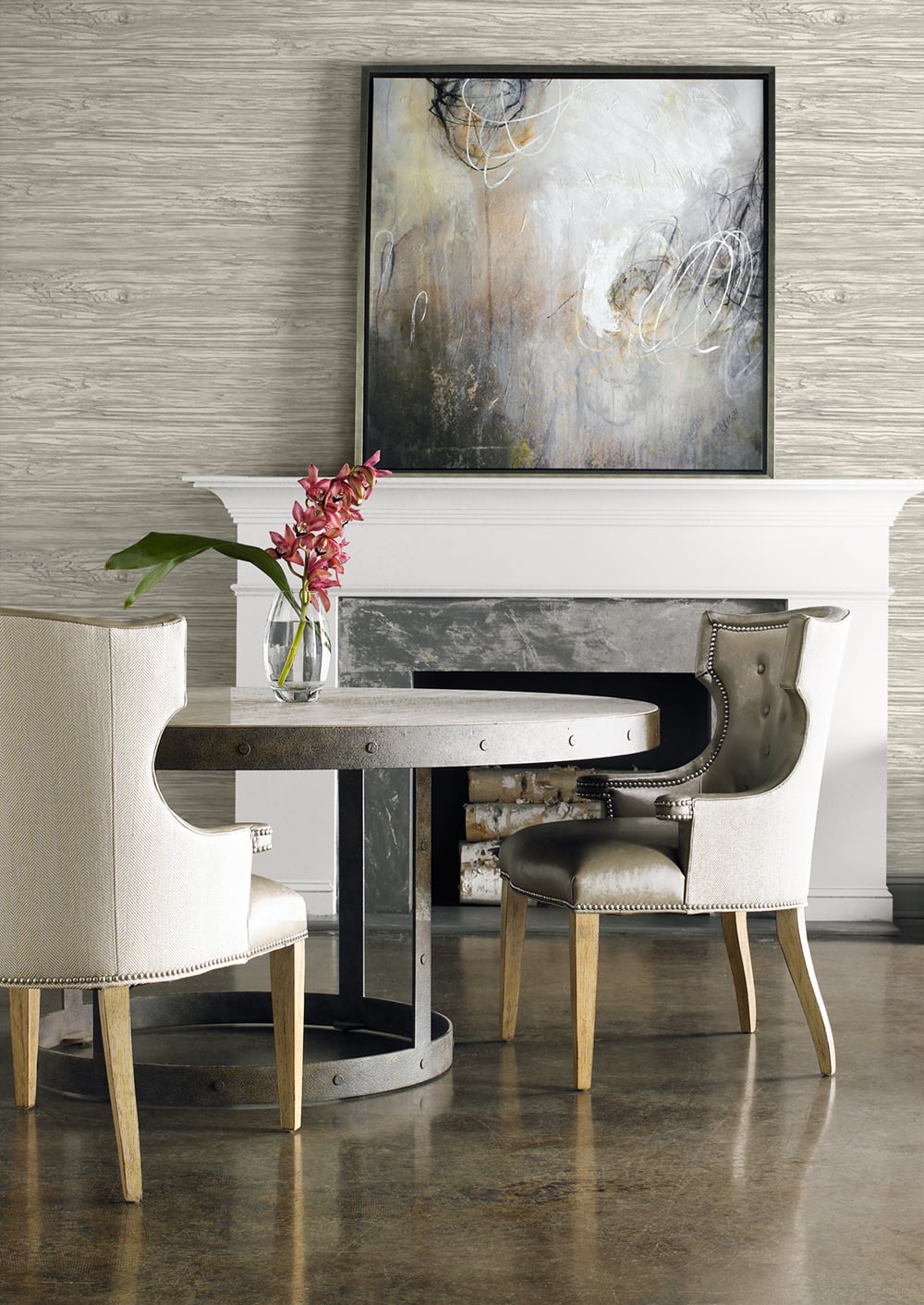Washed Shiplap Dove Gray by Luxe Retreat Embossed Vinyl Wallpaper – Lillian August LN11607