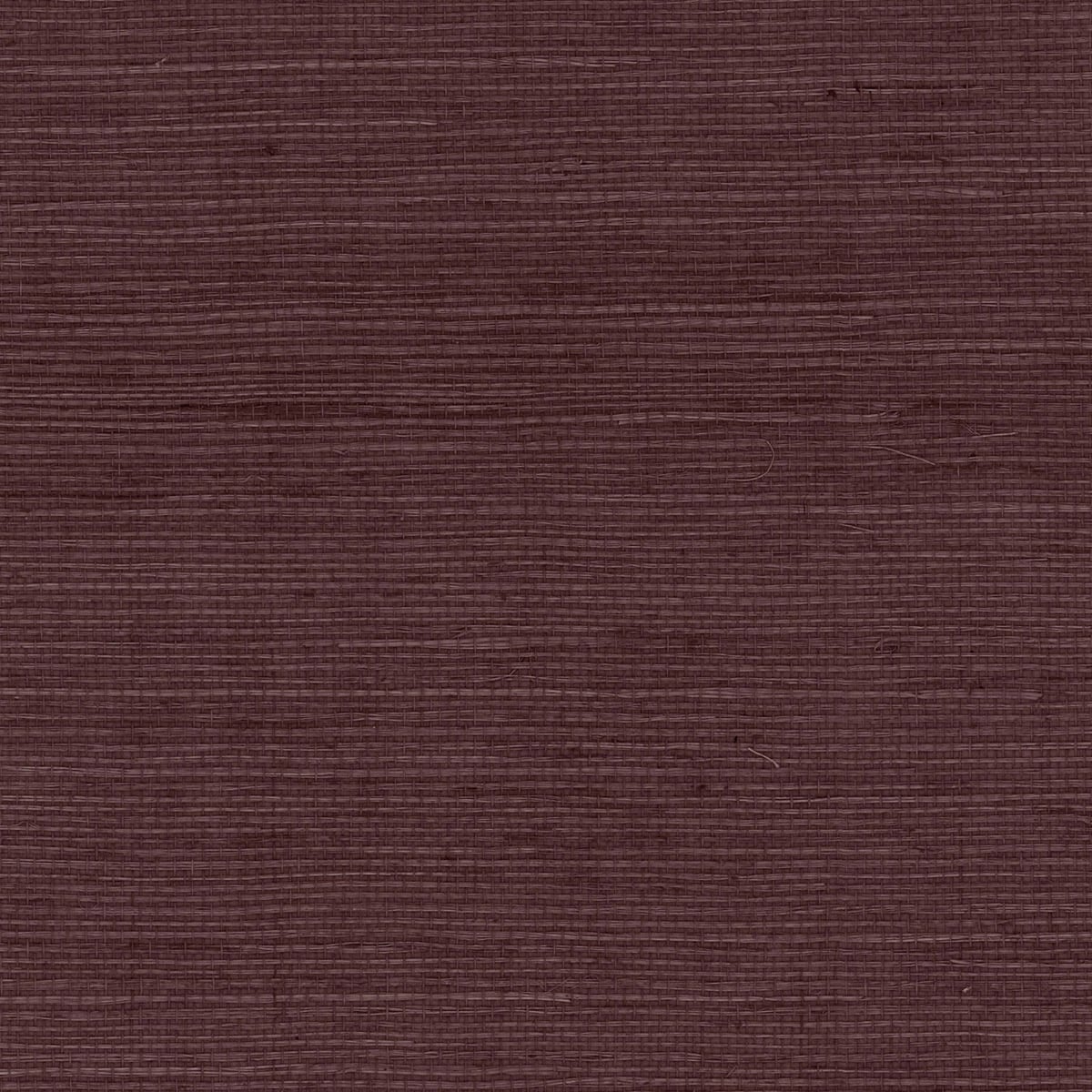 Deep plum sisal grasscloth wallpaper with natural woven texture and satin finish.