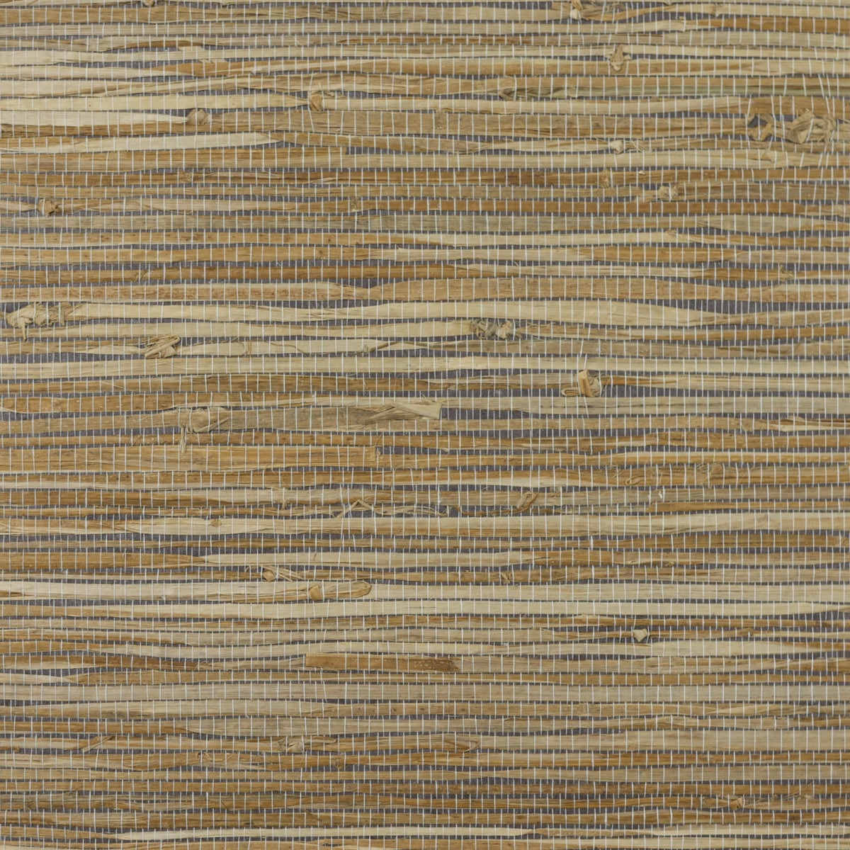 Hemp grasscloth tightweave wallpaper in honey brown and charcoal with a woven horizontal texture.