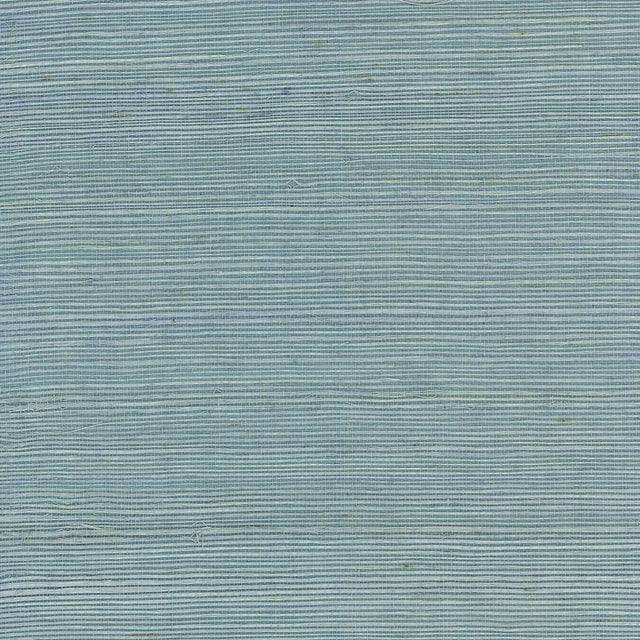 Powder blue sisal grasscloth wallpaper with subtle horizontal woven texture