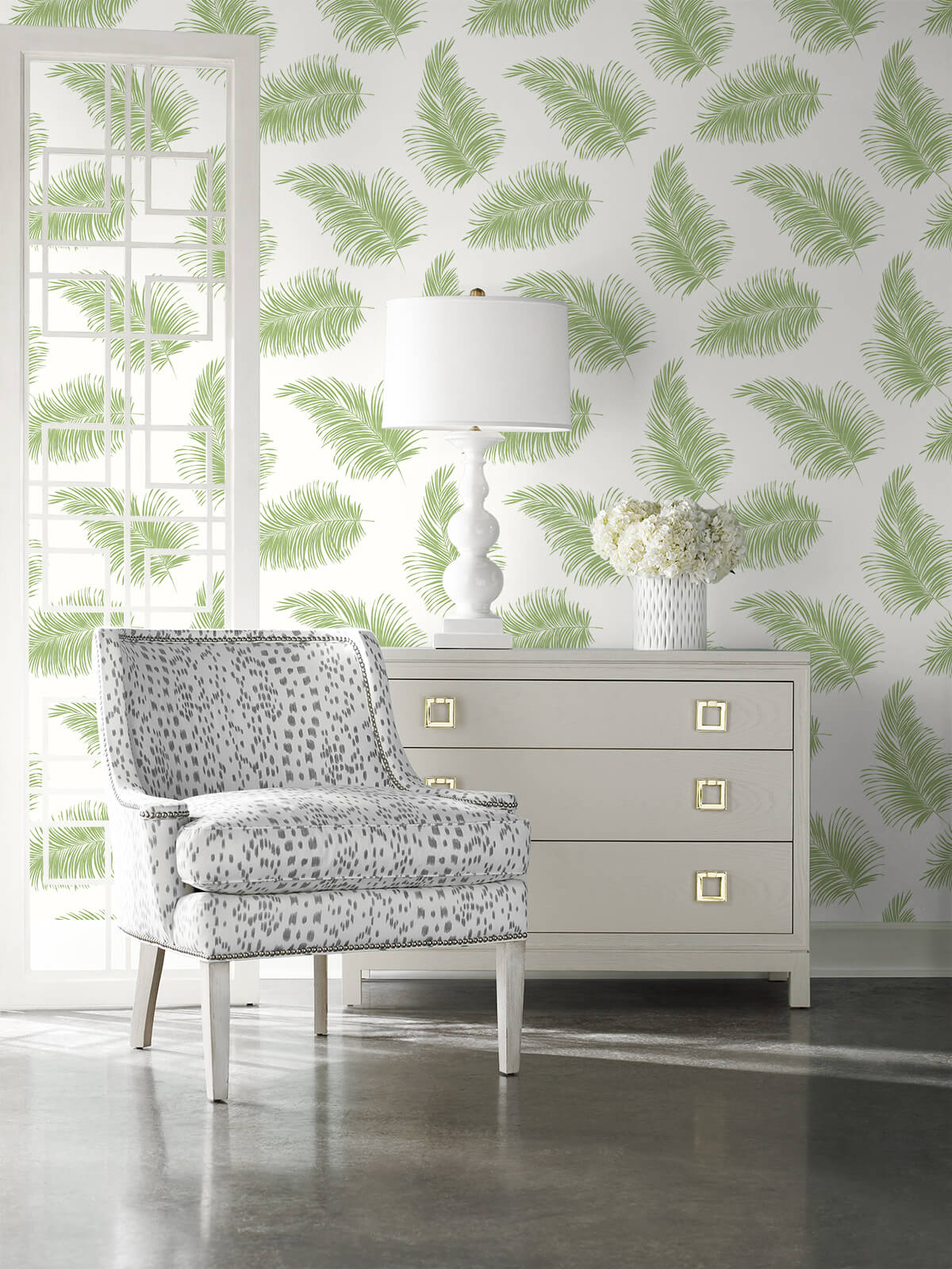 Tossed Palm Summer Fern by Lillian August Peel and Stick Palm Frond Peel & Stick Wallpaper – Lillian August LN20304