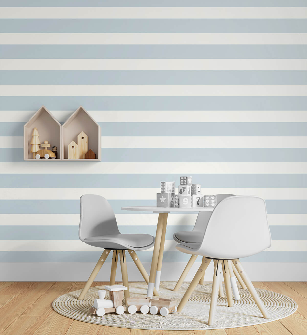 Designer Stripe Hampton Blue by Lillian August Peel and Stick Striped Wallpaper – Lillian August LN20412