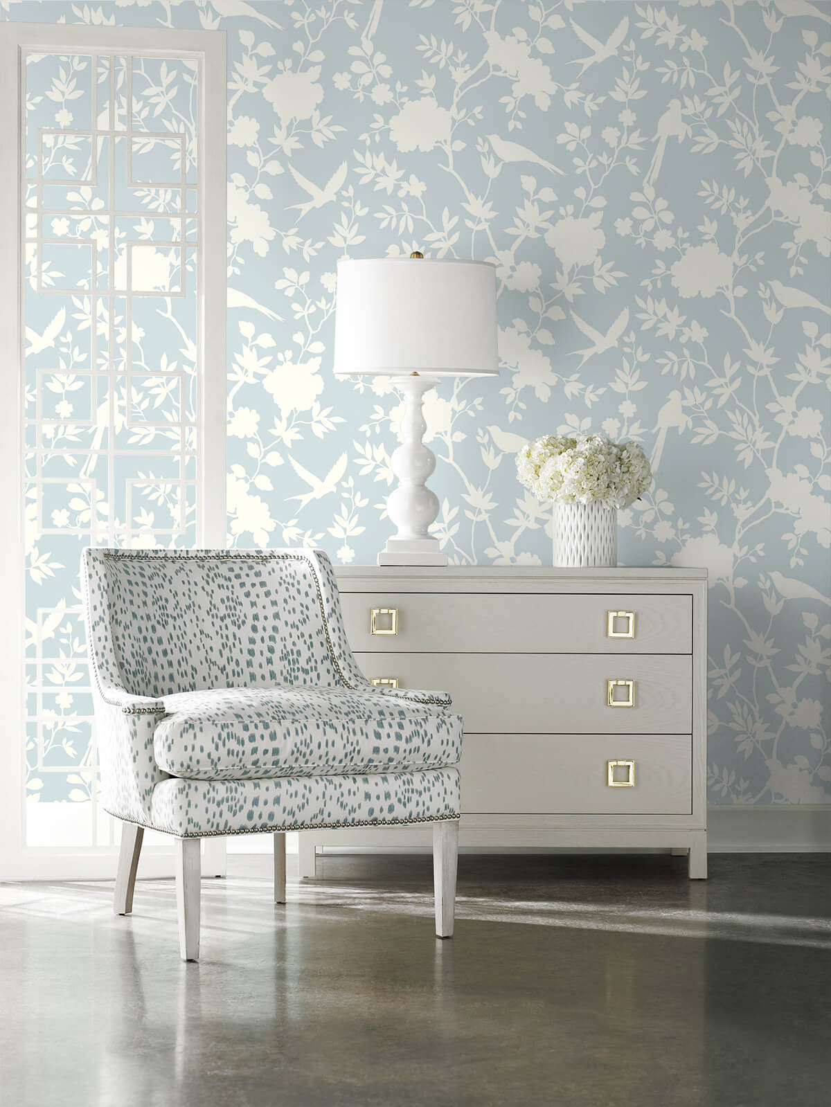 Mono Toile Hampton Blue by Lillian August Peel and Stick Chinoiserie Peel & Stick Wallpaper – Lillian August LN20502 -Sample