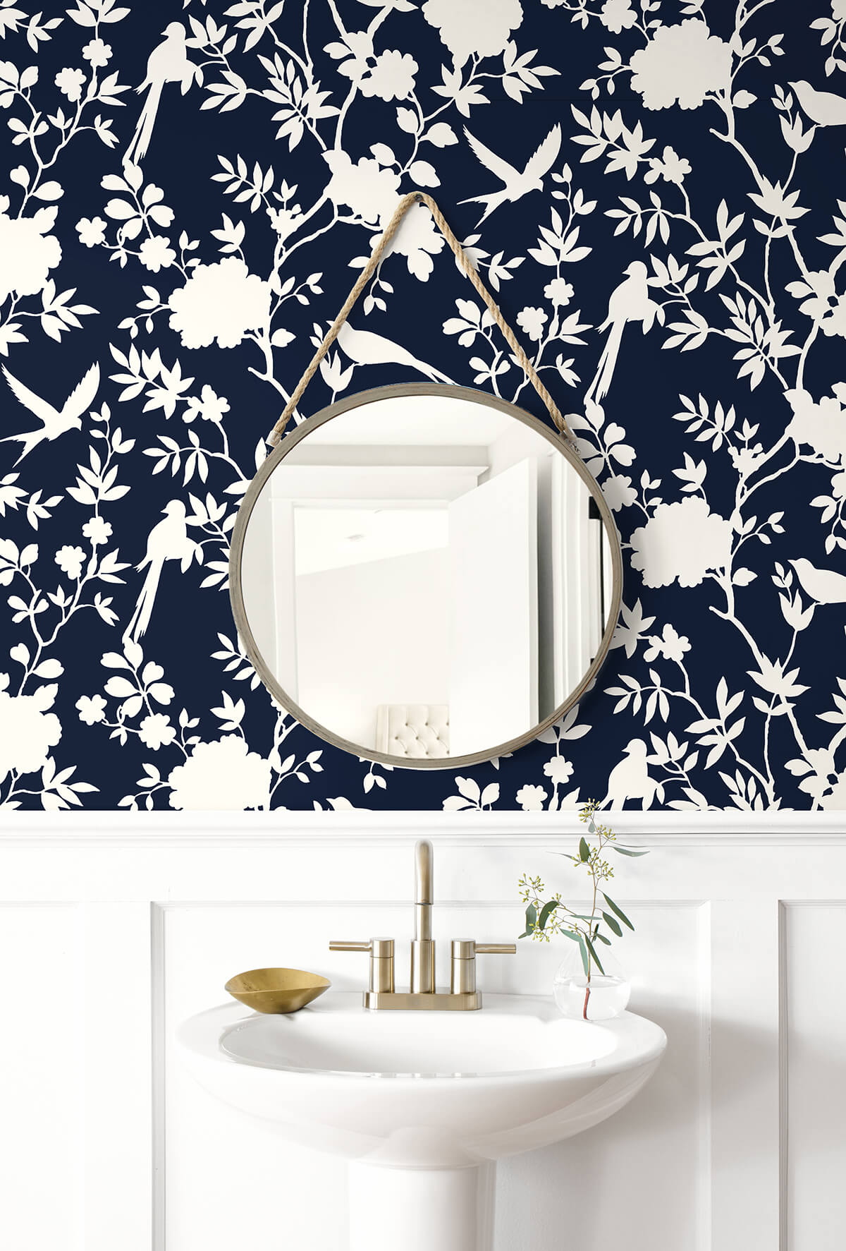 Mono Toile Midnight Blue by Lillian August Peel and Stick Wallpaper – Lillian August LN20522