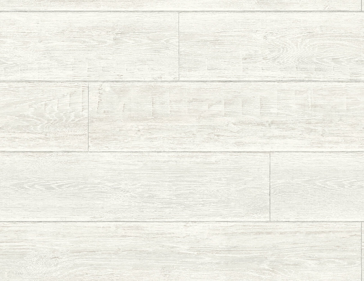 Rustic Shiplap Porcelain peel and stick wallpaper with off-white shiplap wood plank design.