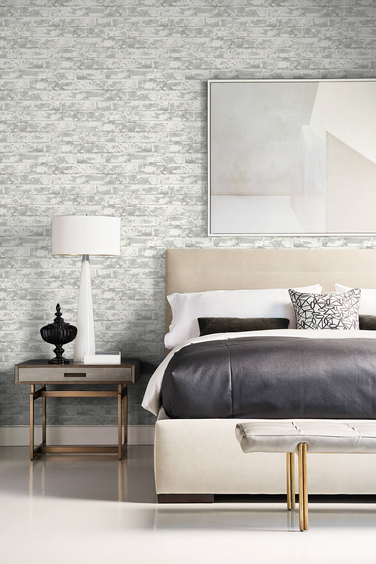 Soho Brick Greys by Lillian August Peel and Stick Brick Wallpaper – Lillian August LN20900