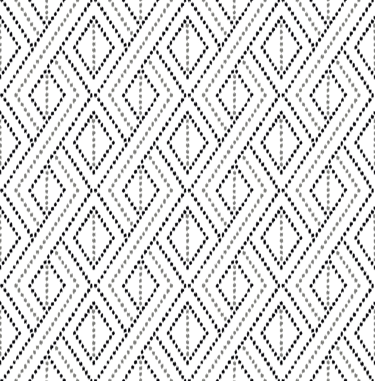 Boho Grid peel and stick geometric wallpaper in Alloy (grey/black)