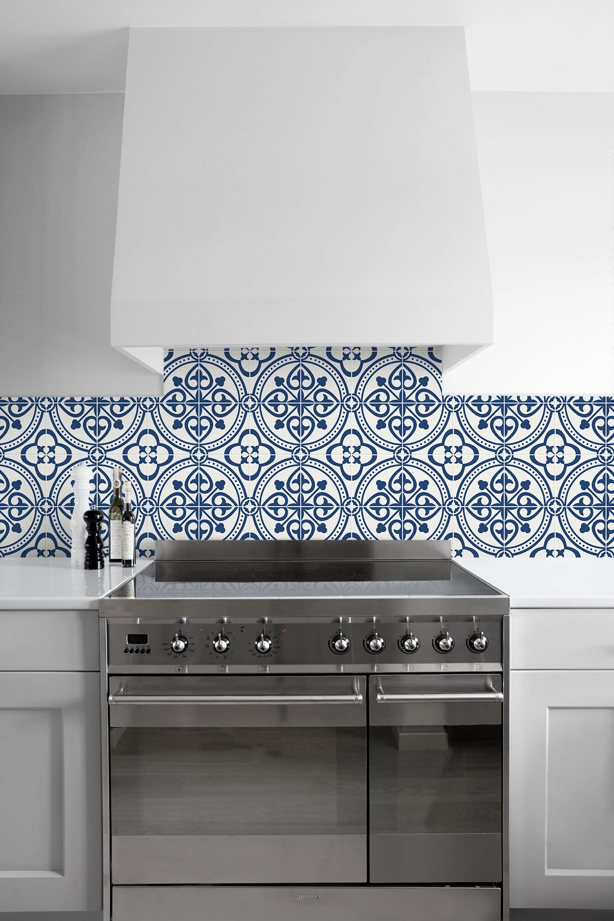 Villa Mar Tile Denim Blue by Lillian August Peel and Stick Tile Wallpaper – Lillian August LN30312-Sample