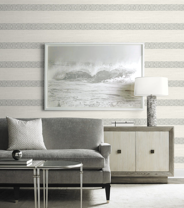 Alani Geo Stripe Fog by Lillian August Matte Type II Vinyl Wallpaper – Lillian August LN40108