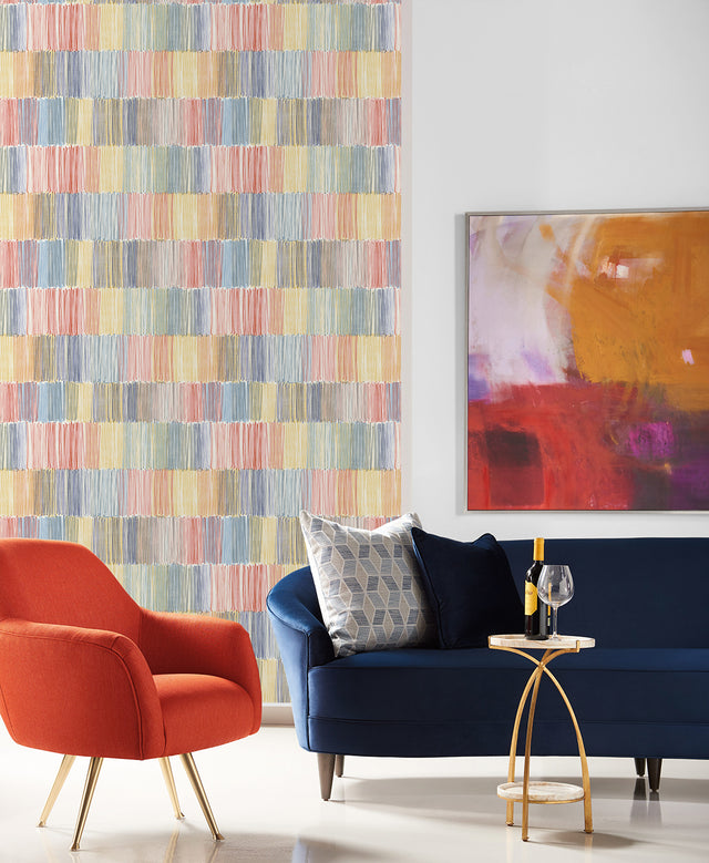 Arielle Summer Sky by Coastal Haven Abstract Stripe Wallpaper – Lillian August LN40301