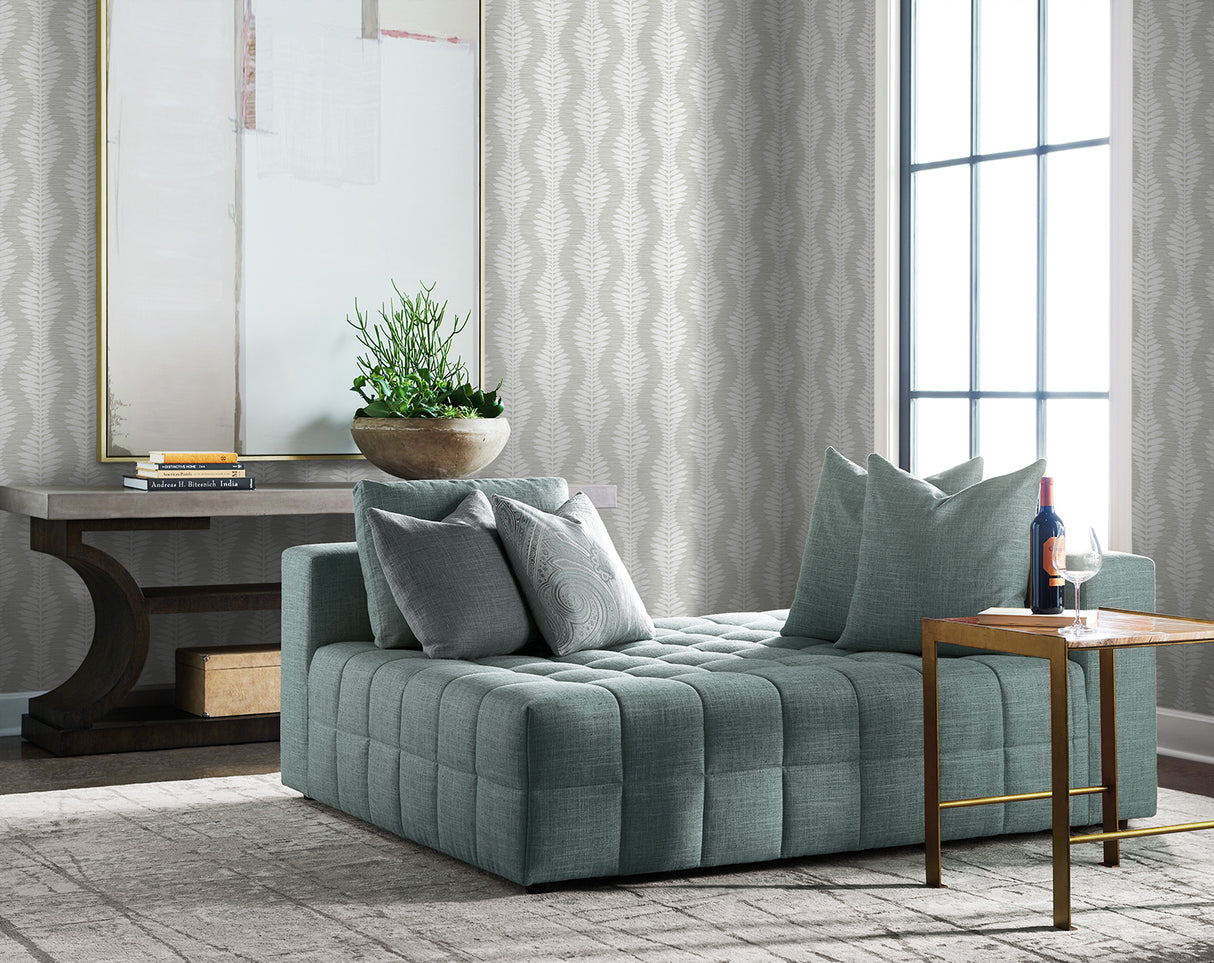 Carina Leaf Ogee Sea Salt by Lillian August Botanical Ogee Wallpaper – Lillian August LN40518