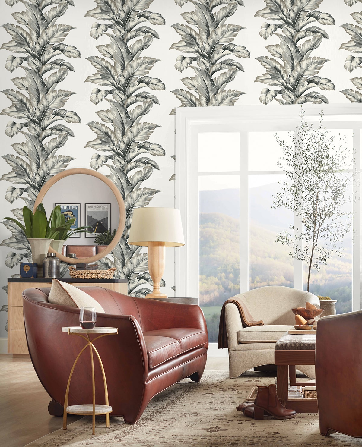 Banana Springs Greystone by Coastal Haven Botanical Vinyl Wallpaper – Lillian August LN40600