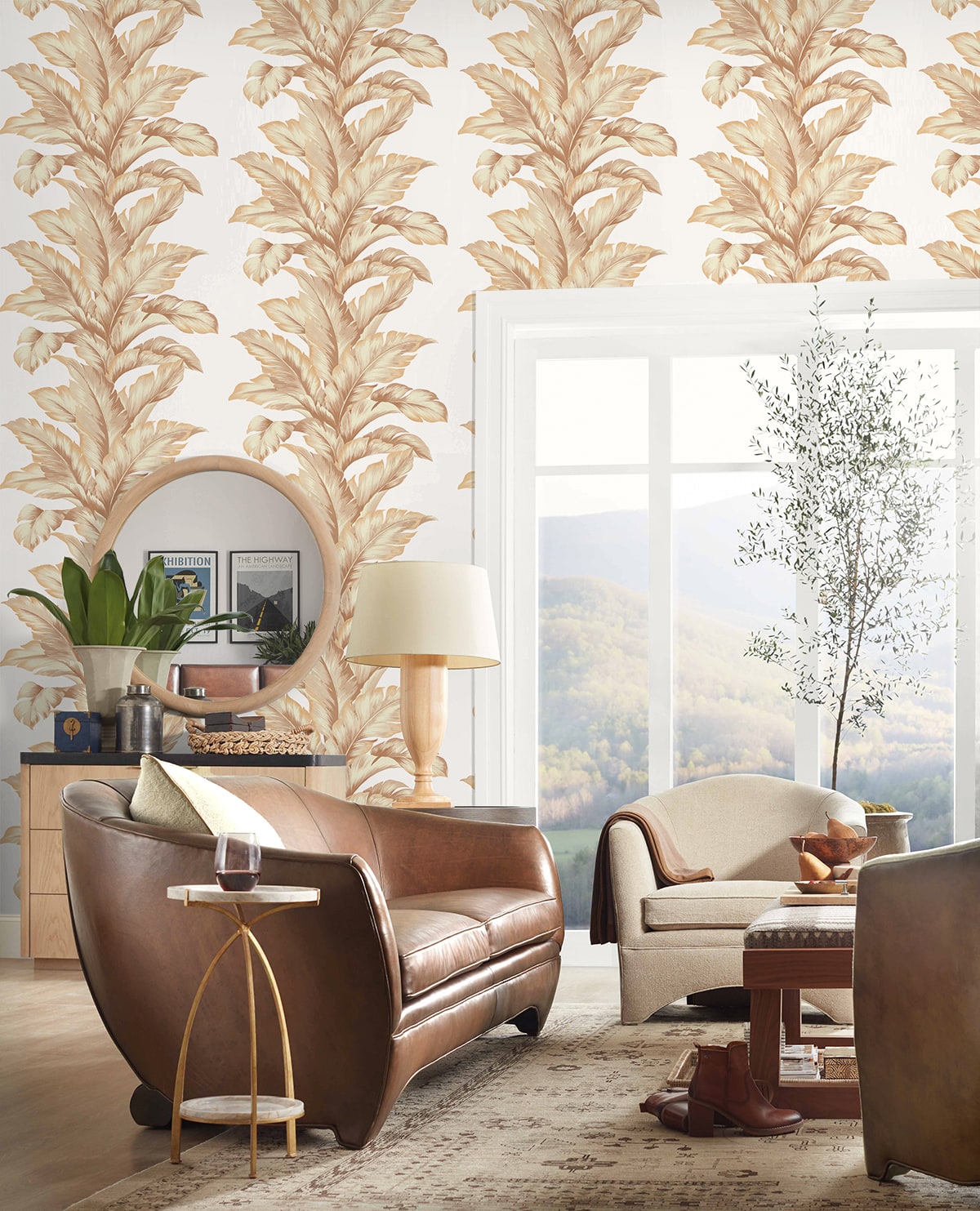 Banana Springs Peachy by Coastal Haven Botanical Leaf Wallpaper – Lillian August LN40606