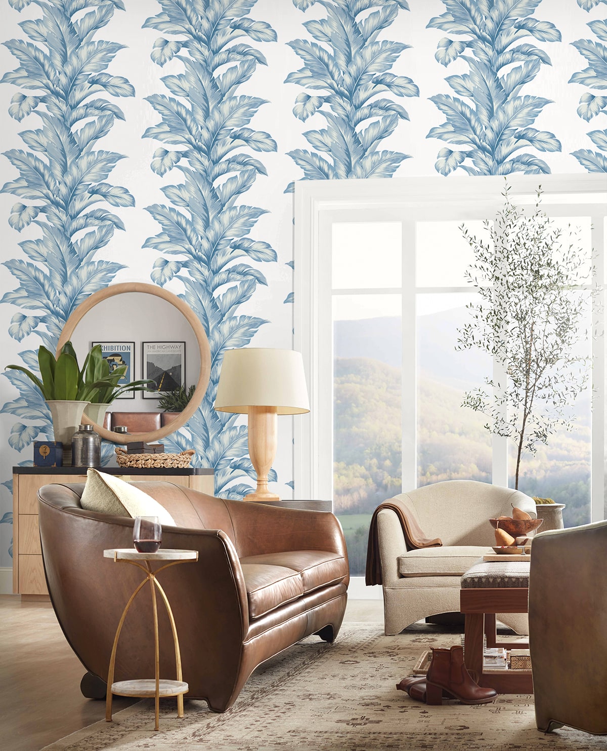 Banana Springs Blue Skies by Lillian August Botanical Wallpaper – Lillian August LN40632