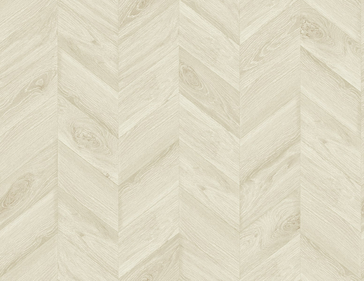 Oat wood-look chevron wallpaper pattern in a matte finish