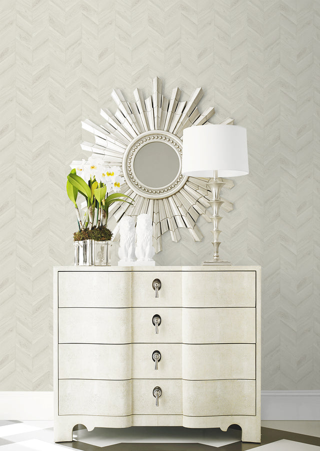 Keone Bay Chevron Pearl Grey by Coastal Haven Vinyl Wallpaper – Lillian August LN40805