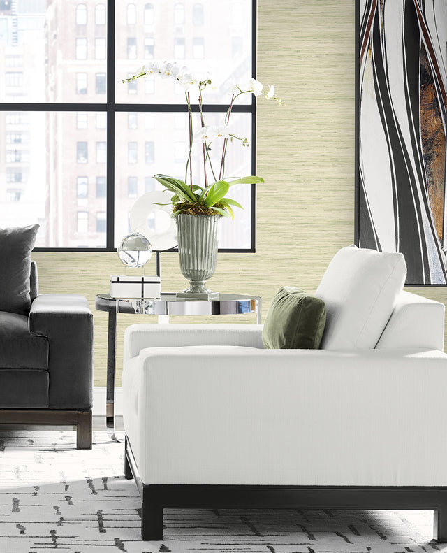 Loe Sanctuary Stria Grassland by Coastal Haven Faux Grasscloth Wallpaper – Lillian August LN41114