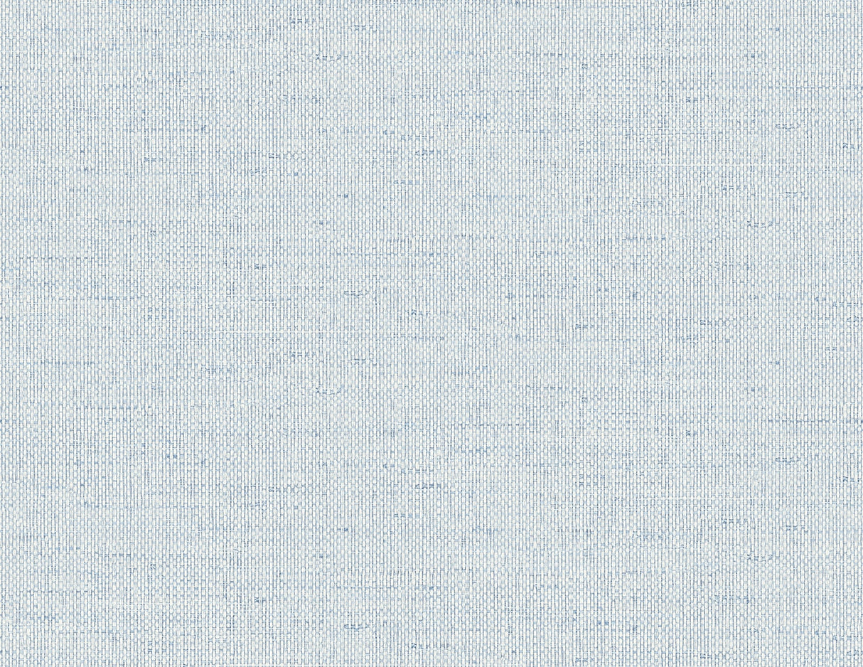 Kaya Faux Paperweave wallpaper in Sea Breeze, a matte light blue woven paperweave texture