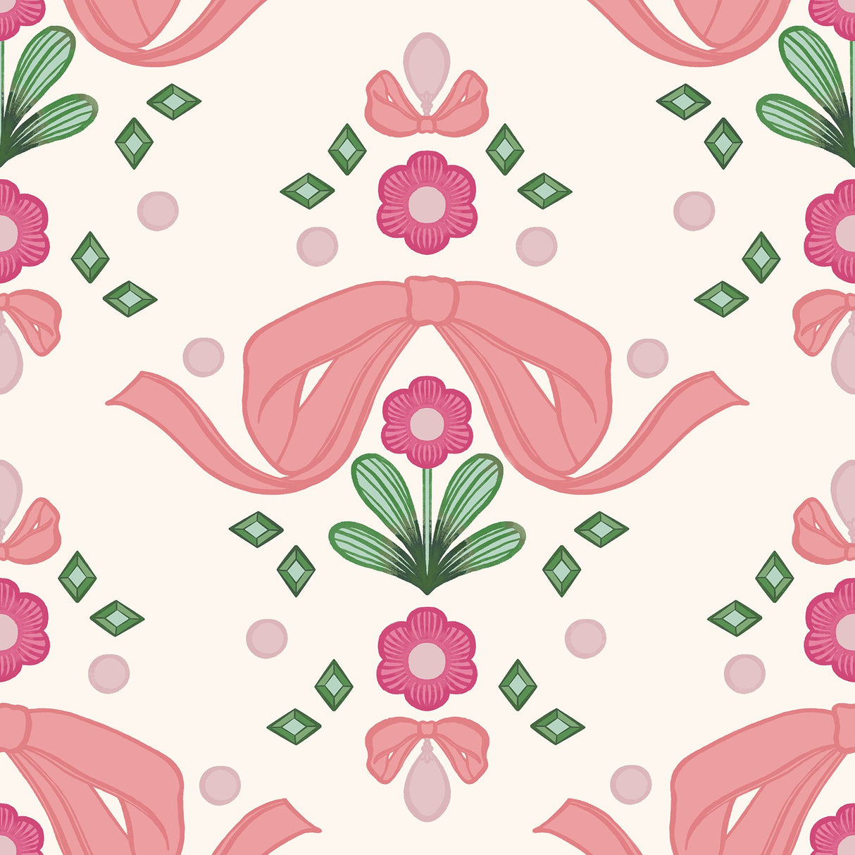 Bow Damask Pink Peel & Stick Wallpaper with Eclectic Damask Pattern - NuWallpaper LSS4955