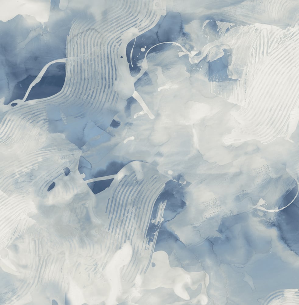 Notch Trowel Abstract wallpaper in Blue Lake and Frost