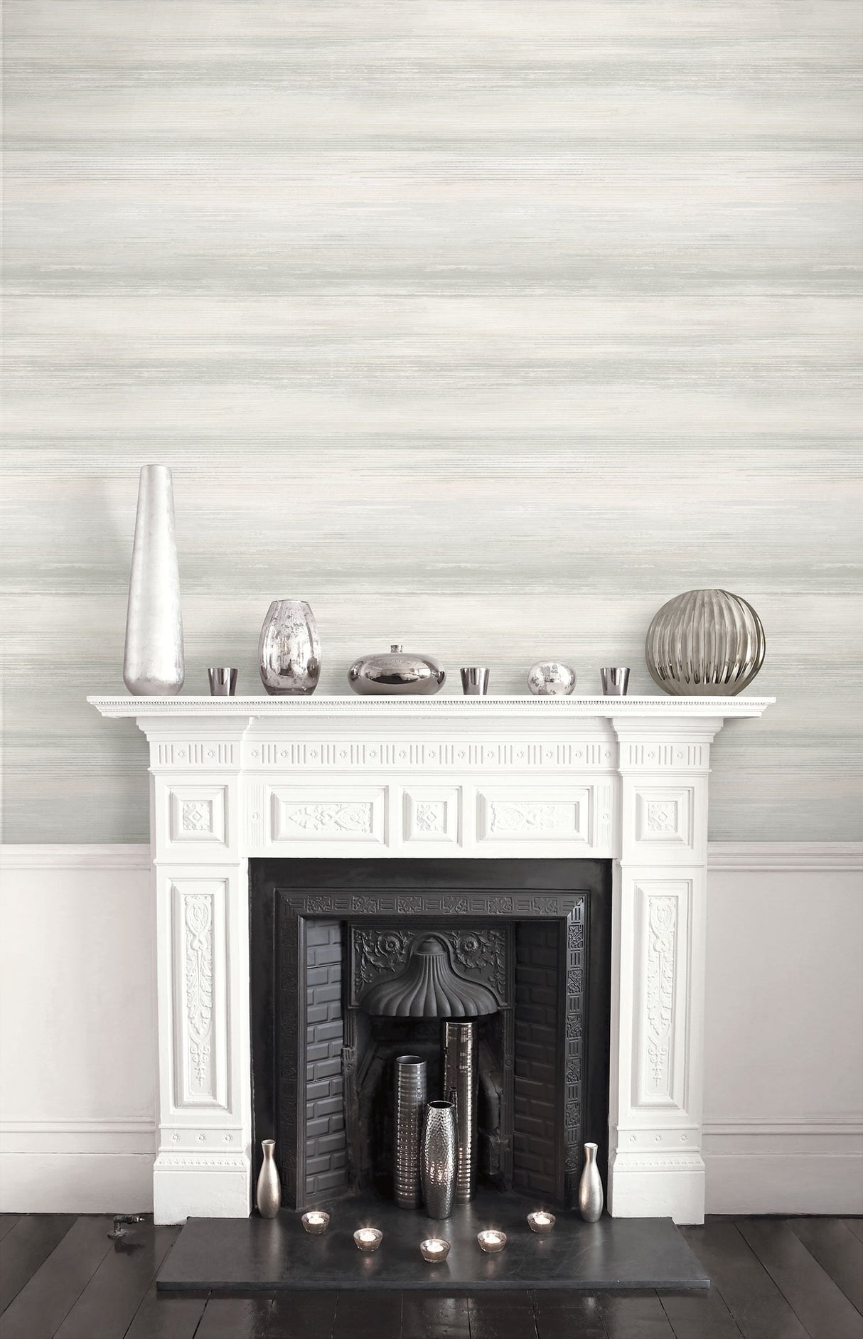 Sunset Stripes Winter Mist by Living with Art Striped Wallpaper – Seabrook Designs LW50410