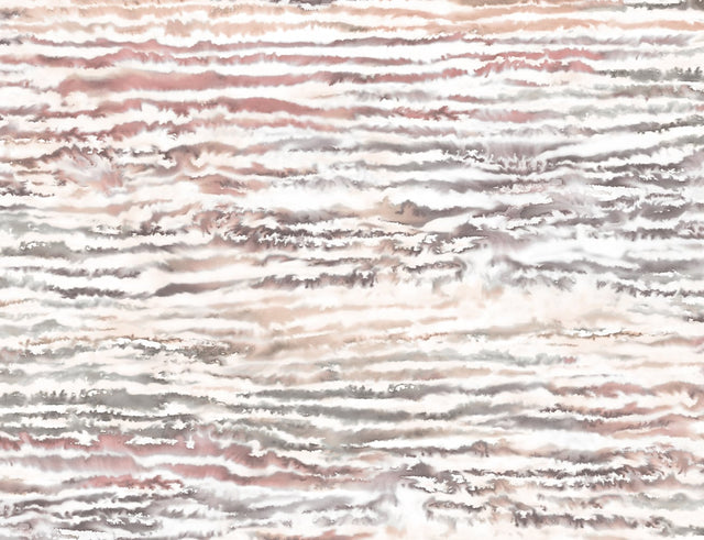 Watercolor Waves wallpaper in Smoked Peach with abstract watercolor wave stripes in blush, taupe, and gray.