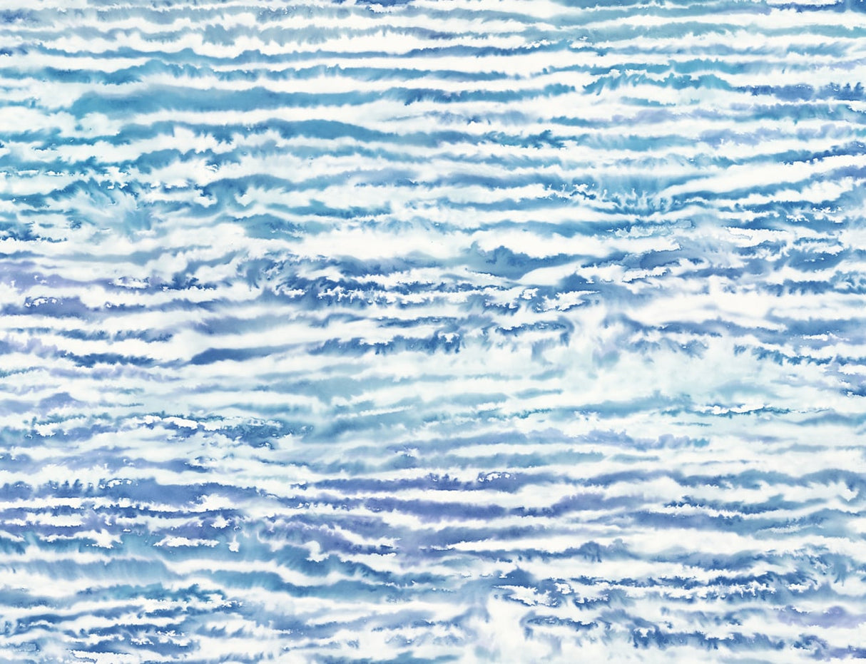 Abstract watercolor wave wallpaper pattern in French navy and aqua.