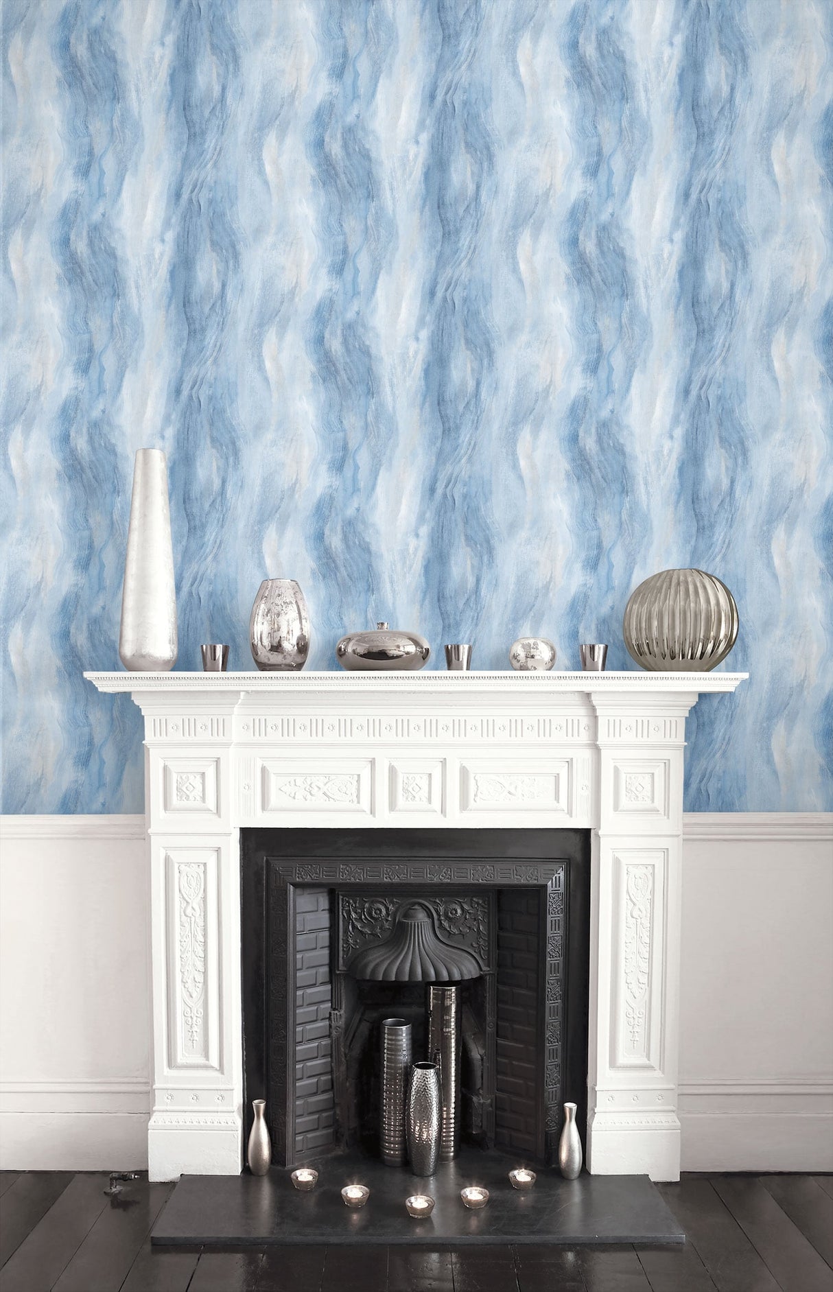 Smoke Texture Blue Lake by Living with Art Embossed Vinyl Wallpaper – Seabrook Designs LW50902