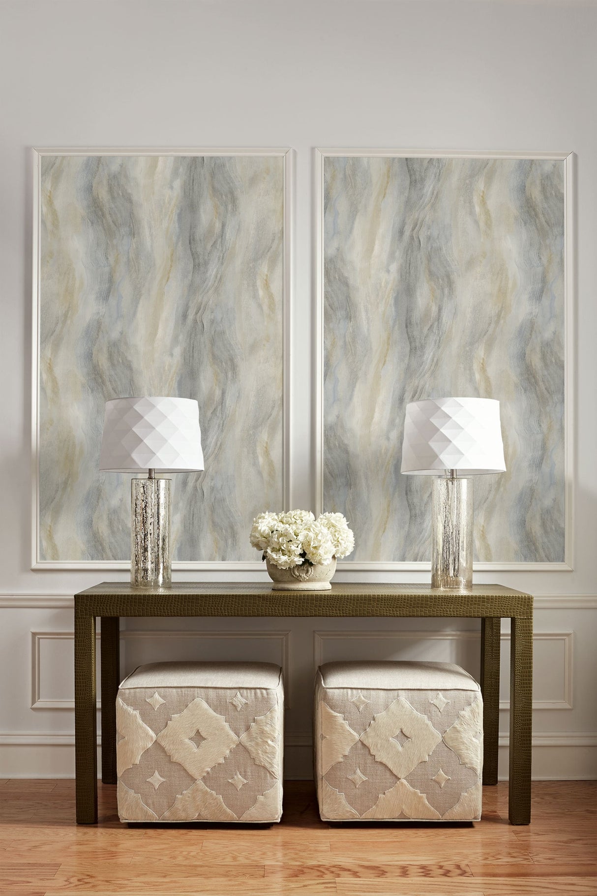 Smoke Texture Morning Snowfall by Living with Art Embossed Vinyl Wallpaper – Seabrook Designs LW50908