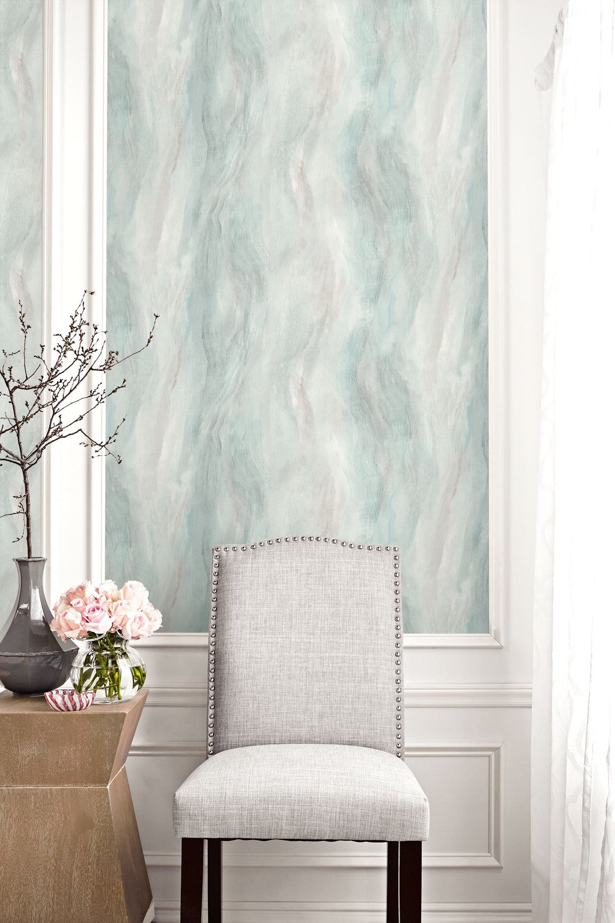 Smoke Texture Polar Ice by Living with Art Embossed Vinyl Wallpaper – Seabrook Designs LW50912
