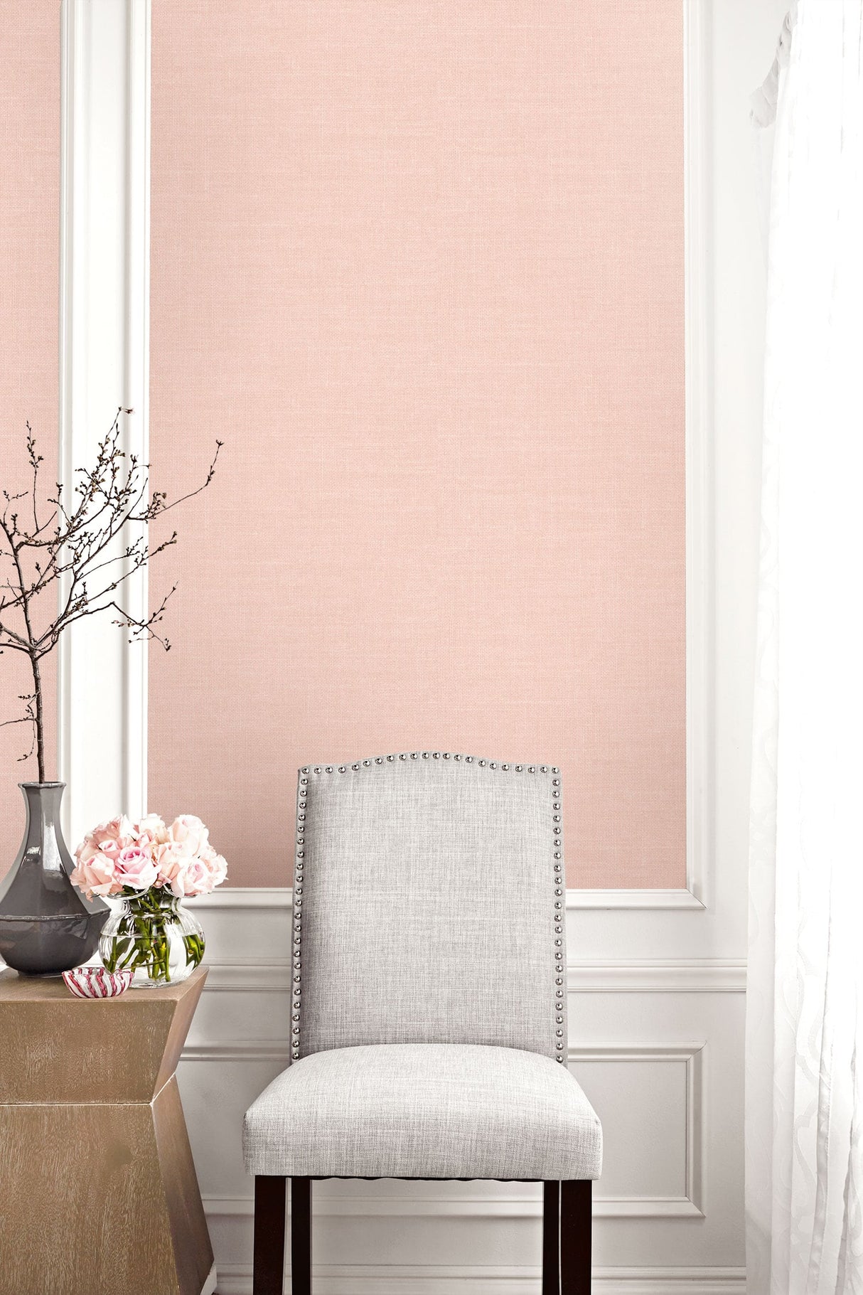 Hopsack Light Pink by Living with Art Embossed Vinyl Wallpaper – Seabrook Designs LW51101