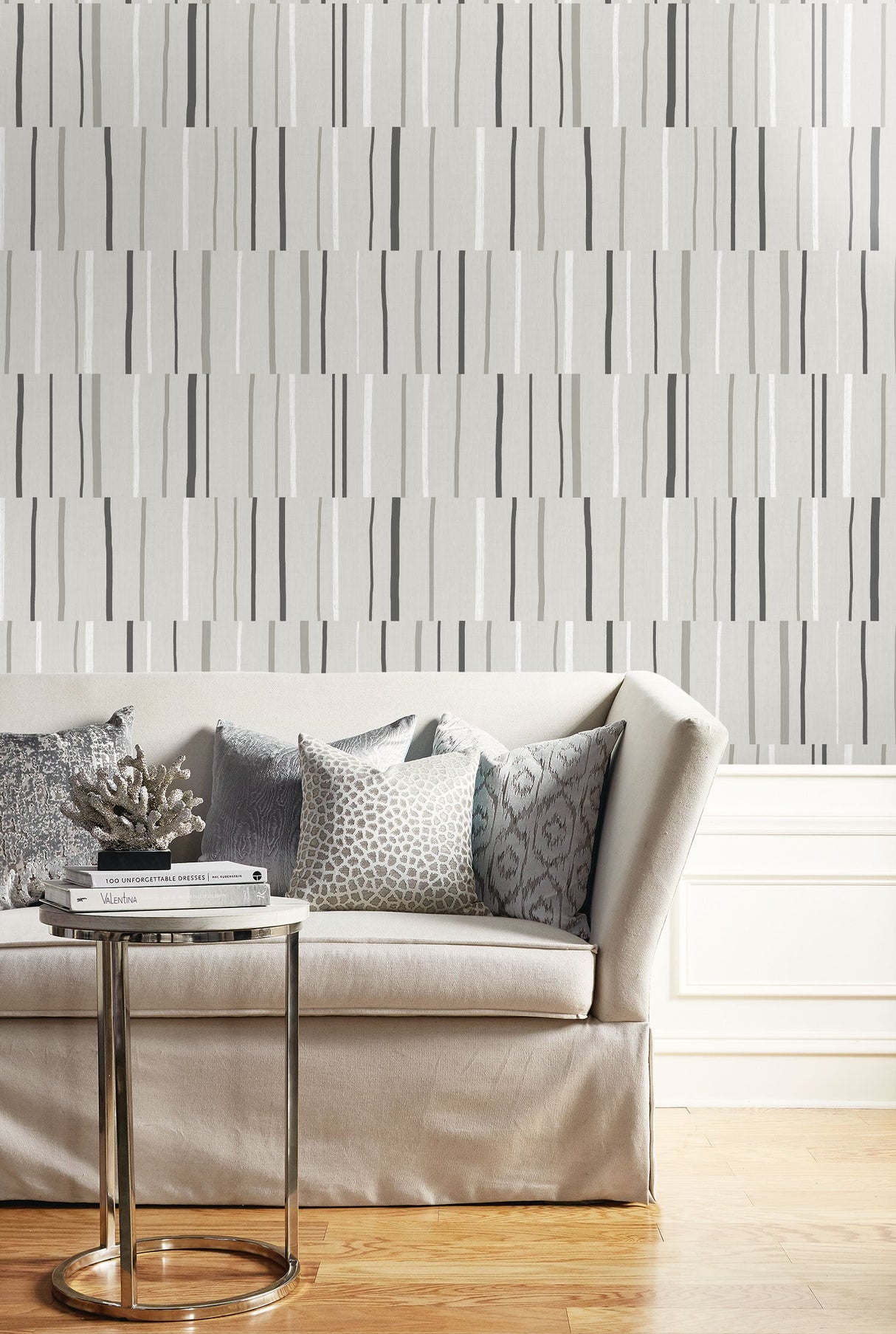 Block Lines Warm Stone by Living with Art Geometric Wallpaper – Seabrook Designs LW51200