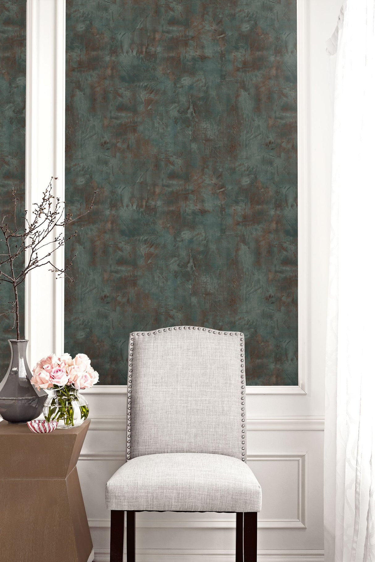 Rustic Stucco Faux Rust and Forest Green by Living with Art Faux Stucco Wallpaper – Seabrook Designs LW51706