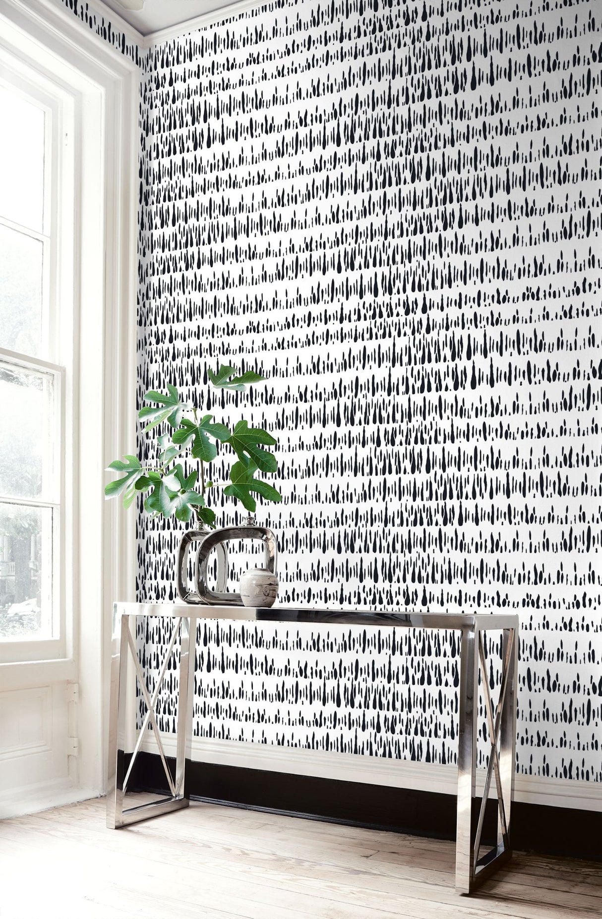 Brush Marks Black and White by Living with Art Abstract Wallpaper – Seabrook Designs LW51800