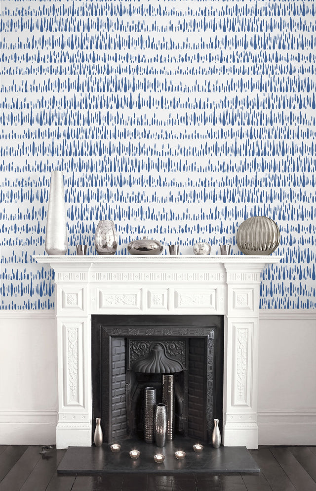 Brush Marks Navy and White by Living with Art Abstract Wallpaper – Seabrook Designs LW51802