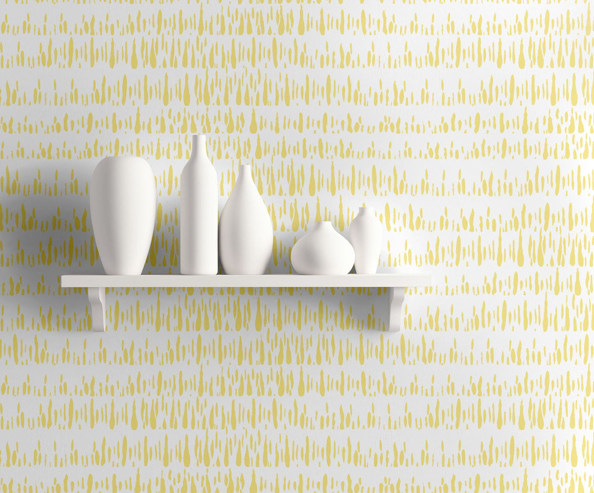 Brush Marks Buttercup and White by Living with Art Abstract Wallpaper – Seabrook Designs LW51803