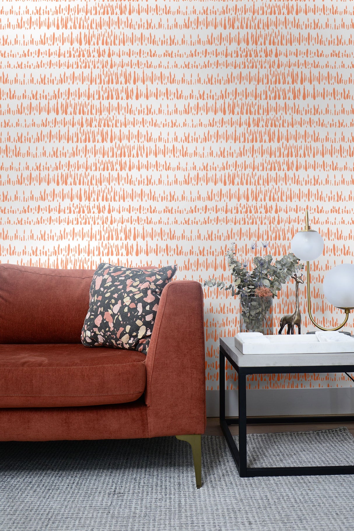 Brush Marks Orangesicle by Living with Art Abstract Brushstroke Wallpaper – Seabrook Designs LW51806