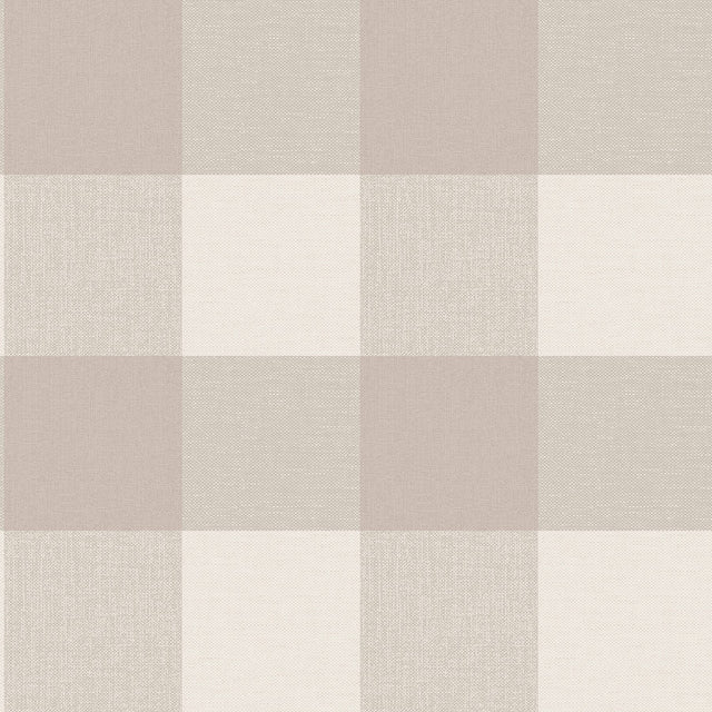 Ernie Neutral Plaid Wallpaper with Farmhouse Plaids Pattern - Fine Decor M1503