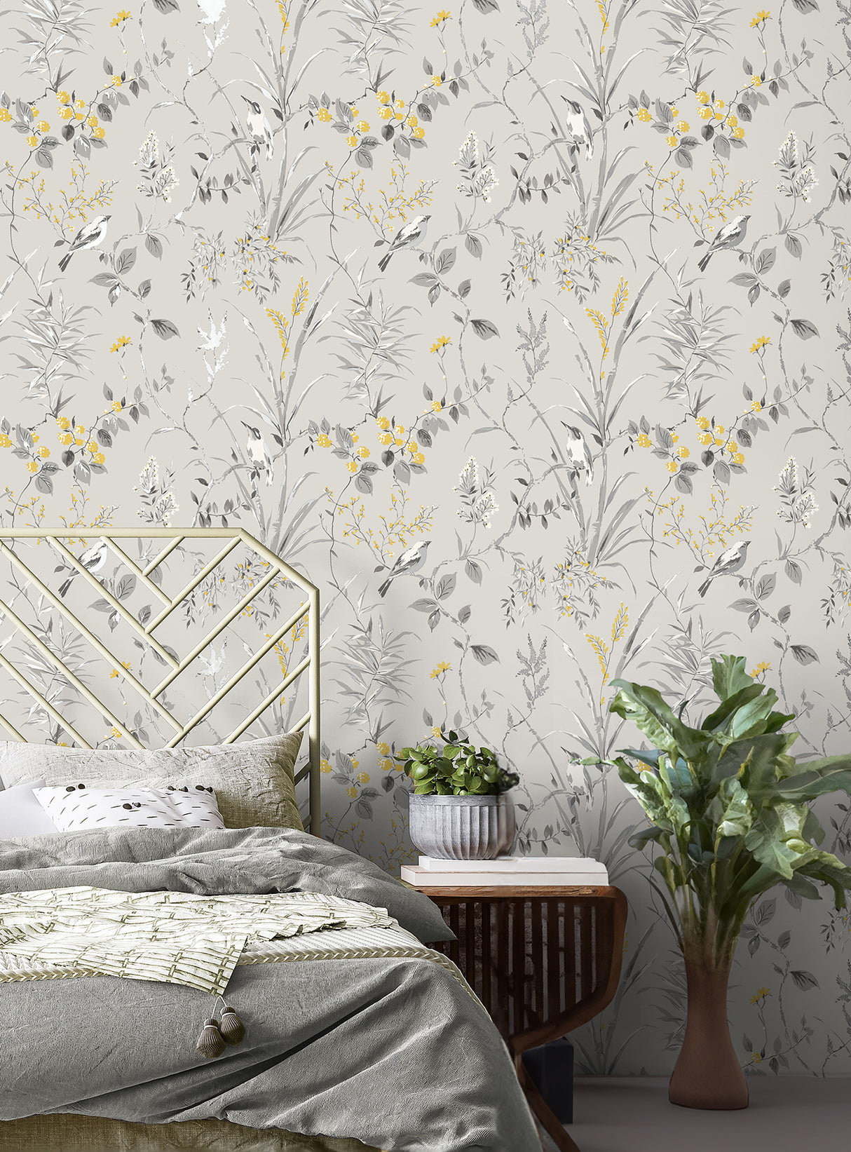 Mariko Grey by Fine Decor Botanical Wallpaper – Brewster Home Fashions M1551