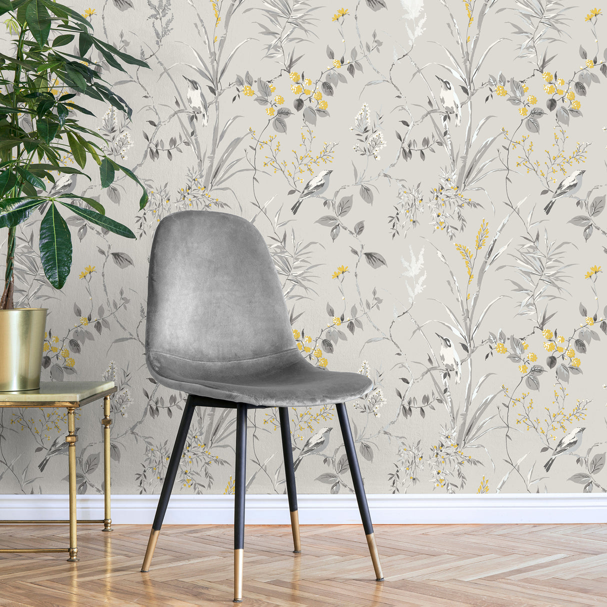 Mariko Grey by Fine Decor Botanical Wallpaper – Brewster Home Fashions M1551