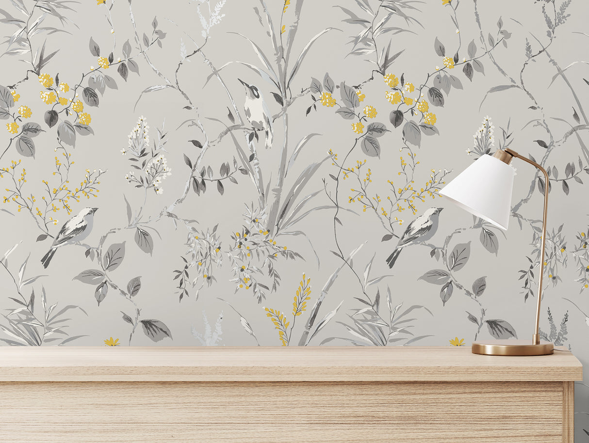Mariko Grey by Fine Decor Botanical Wallpaper – Brewster Home Fashions M1551